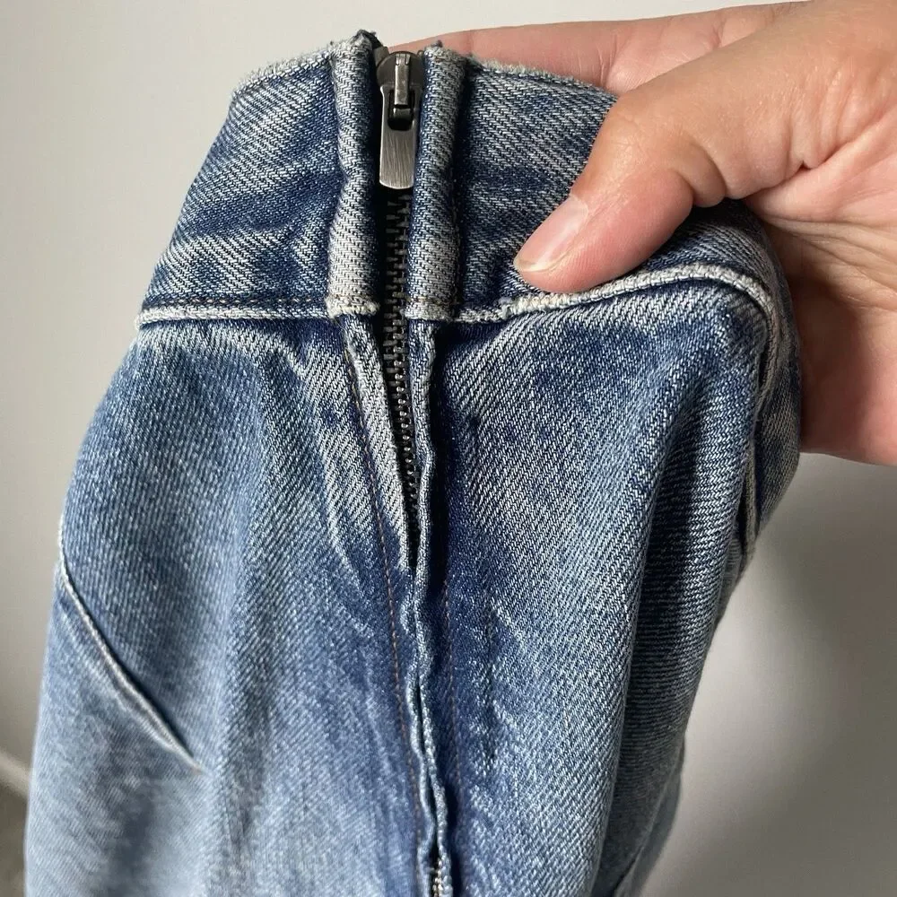 Madewell Denim Midi Pencil Skirt Billings Wash Blue Cottagecore Women's Size 26